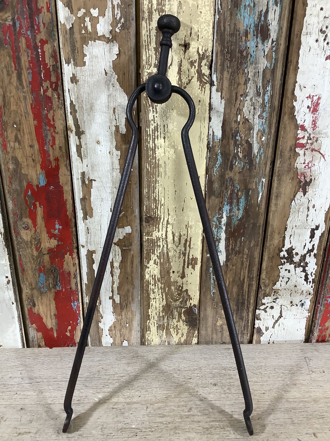 Long Set Of Antique Victorian Wrought Iron Fireplace Log Tongs Tools 2’L