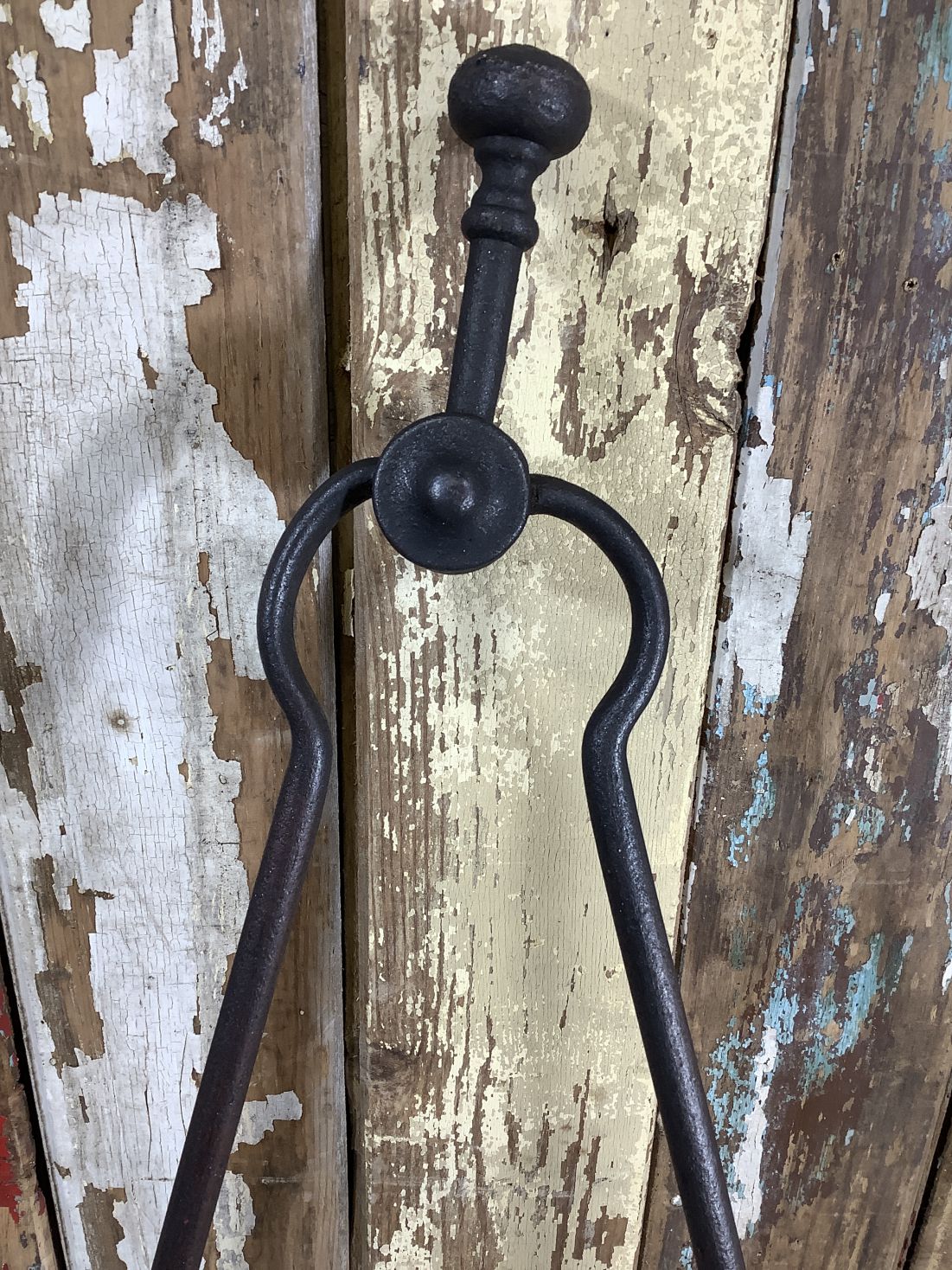 Long Set Of Antique Victorian Wrought Iron Fireplace Log Tongs Tools 2’L