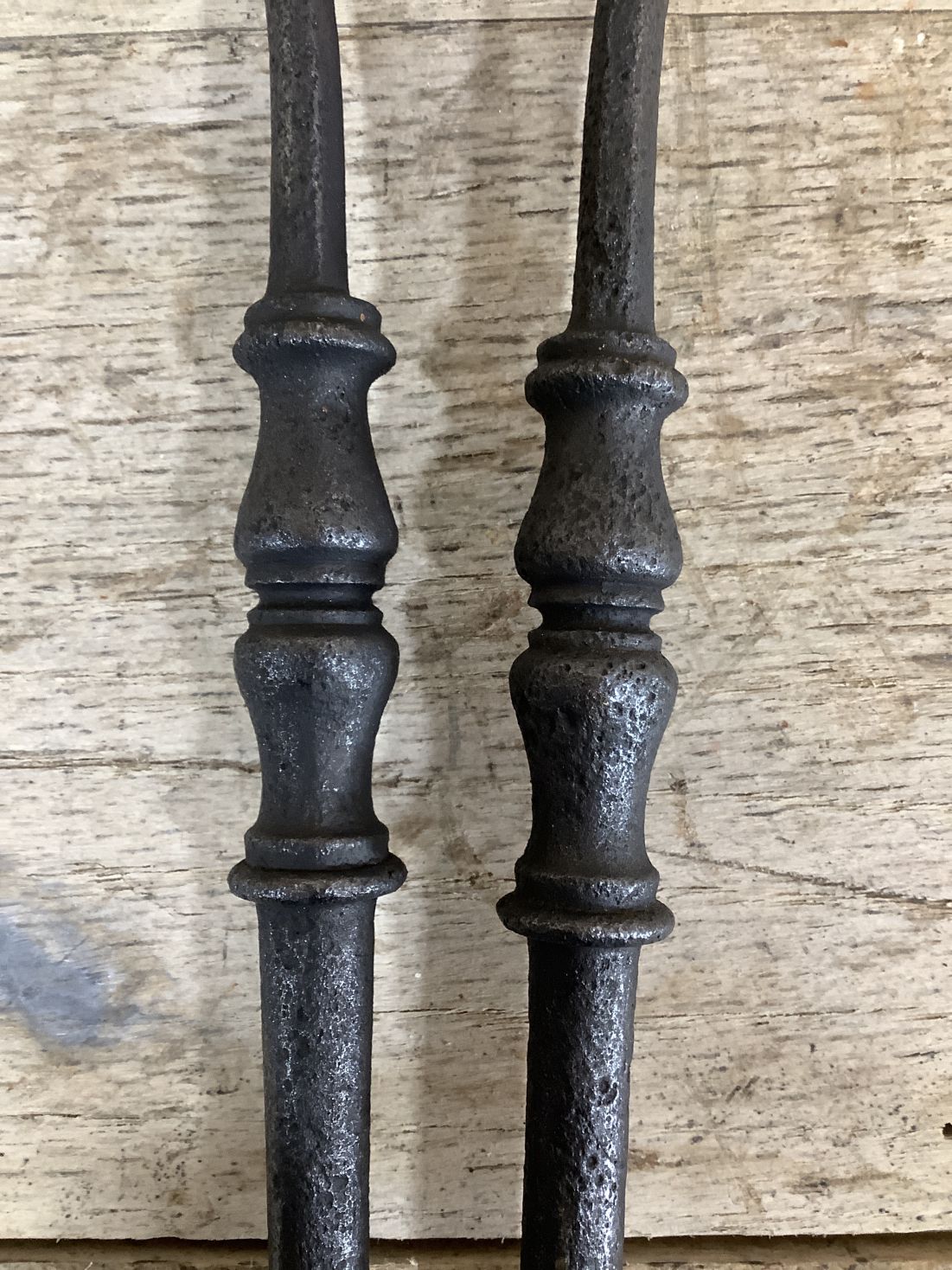 Long Set Of Antique Victorian Wrought Iron Fireplace Log Tongs Tools 2’4”L