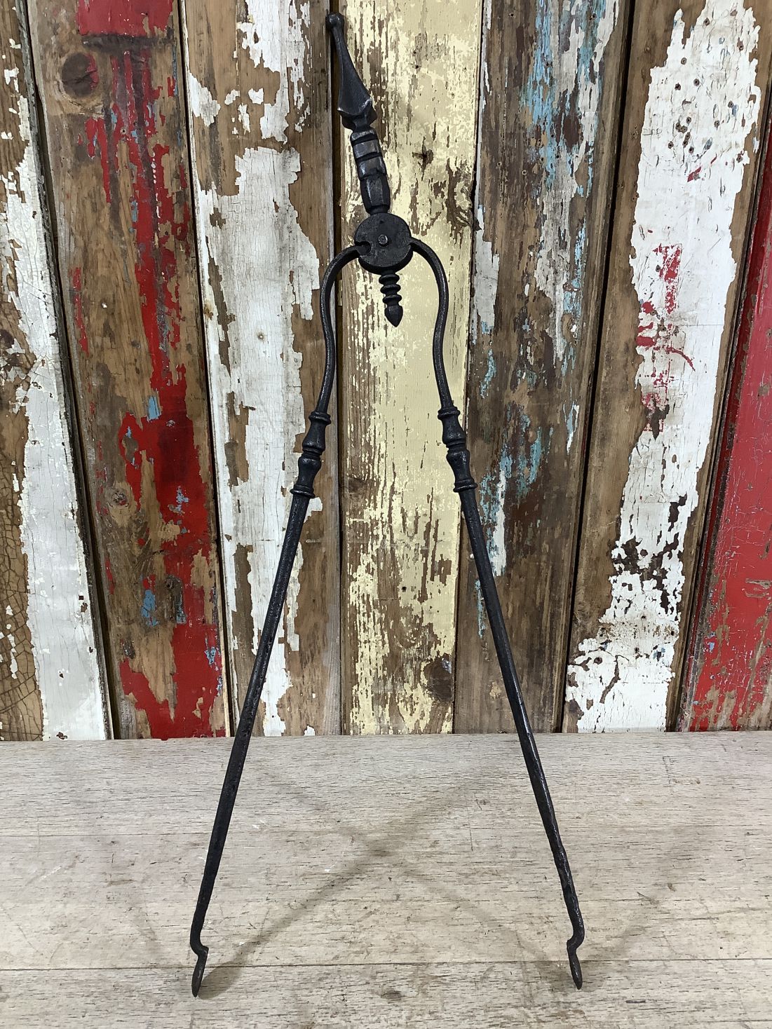 Long Set Of Antique Victorian Wrought Iron Fireplace Log Tongs Tools 2’4”L