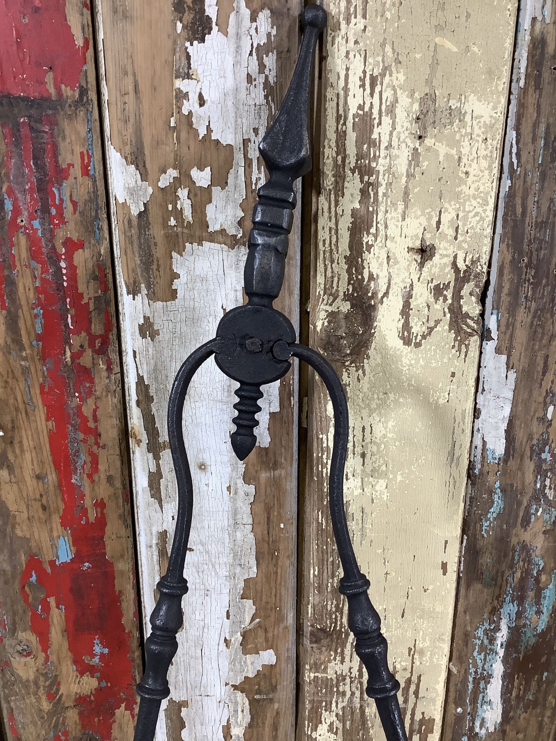 Long Set Of Antique Victorian Wrought Iron Fireplace Log Tongs Tools 2’4”L