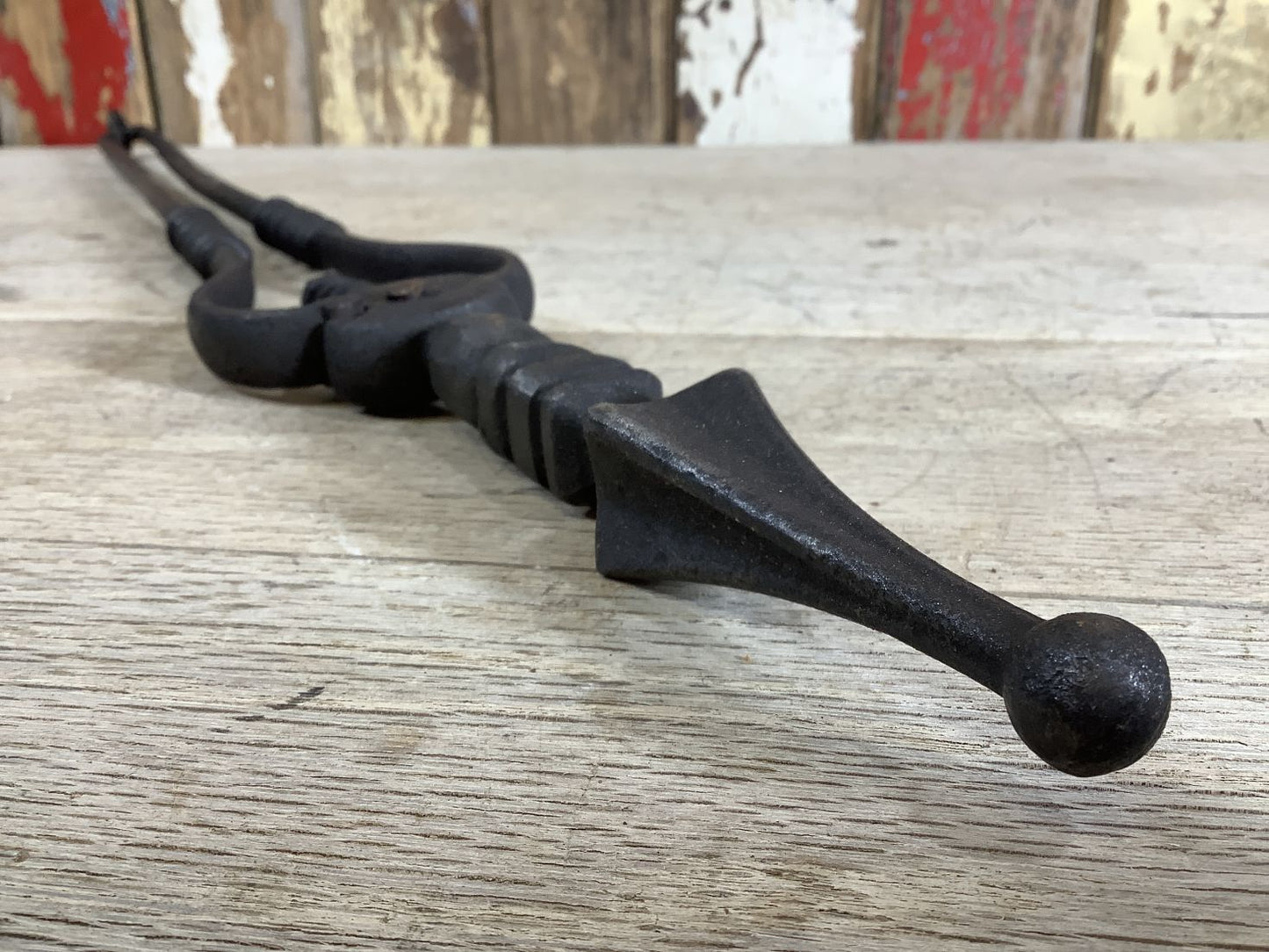 Long Set Of Antique Victorian Wrought Iron Fireplace Log Tongs Tools 2’4”L