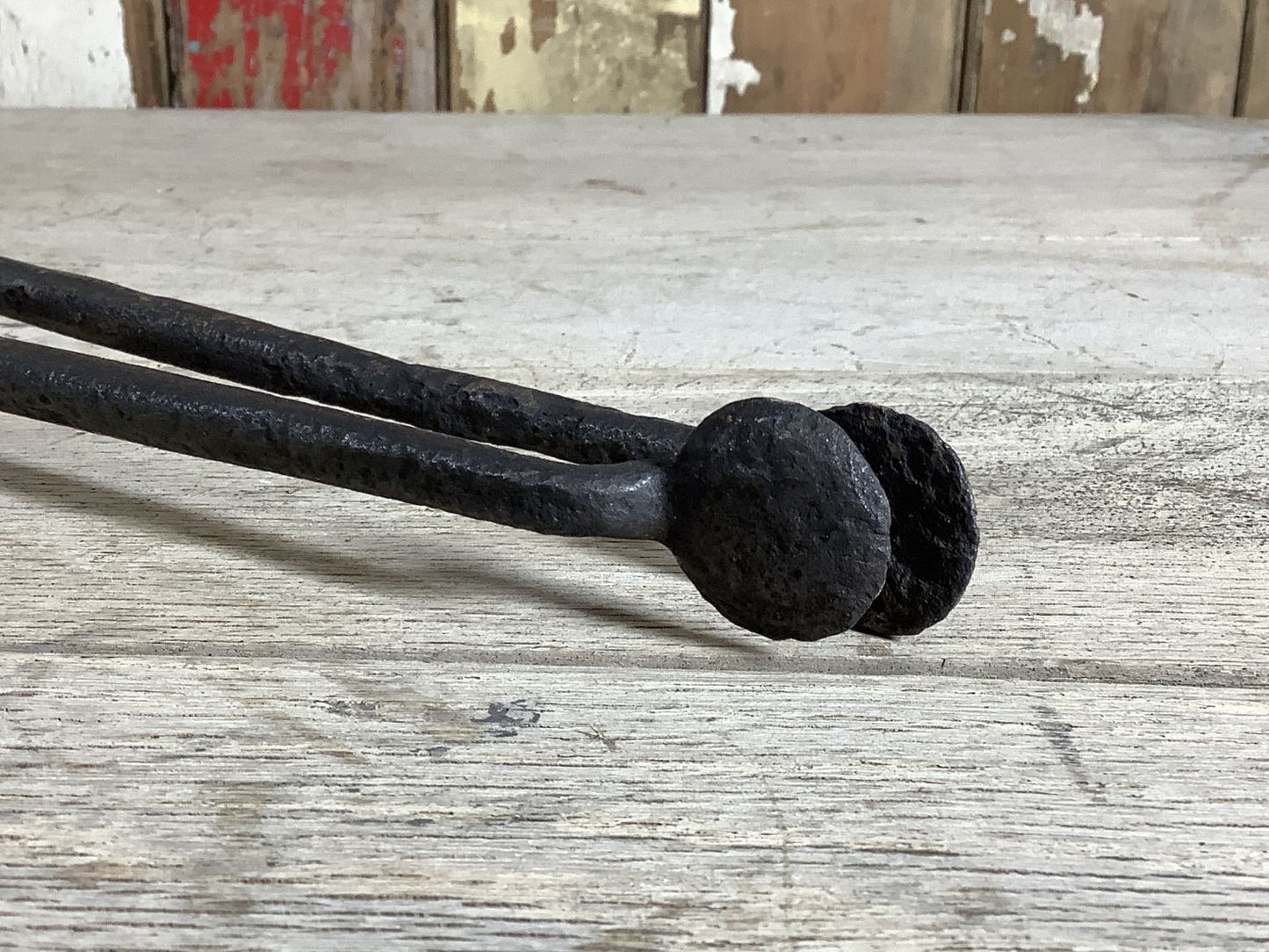 Long Set Of Antique Victorian Wrought Iron Fireplace Log Tongs Tools 2’4”L