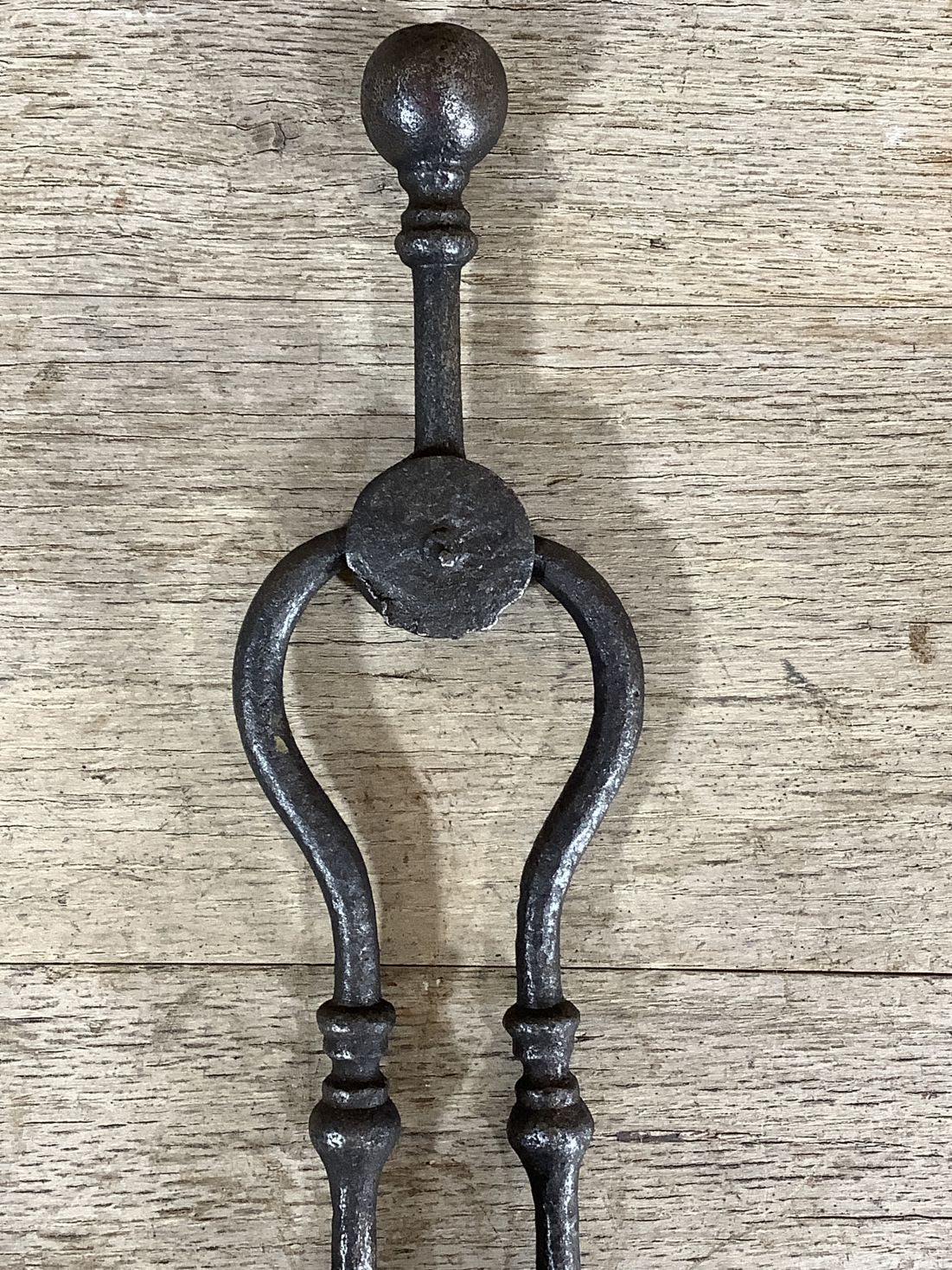 Long Set Of Antique Victorian Wrought Iron Fireplace Log Tongs Tools 2’L