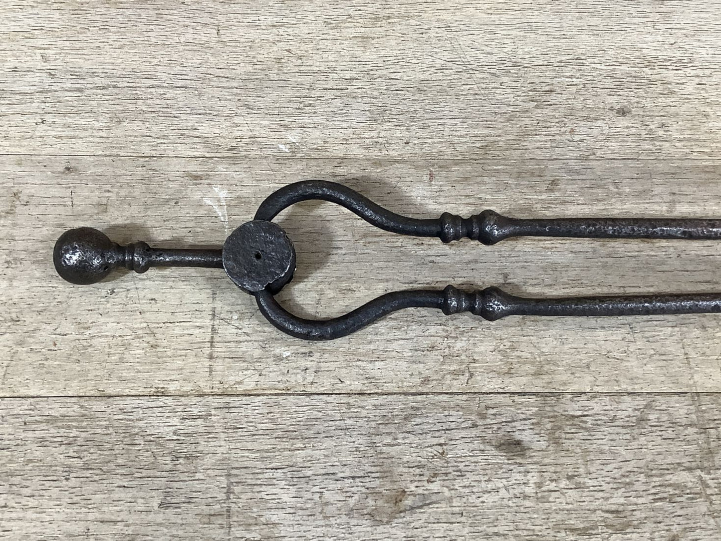 Long Set Of Antique Victorian Wrought Iron Fireplace Log Tongs Tools 2’L