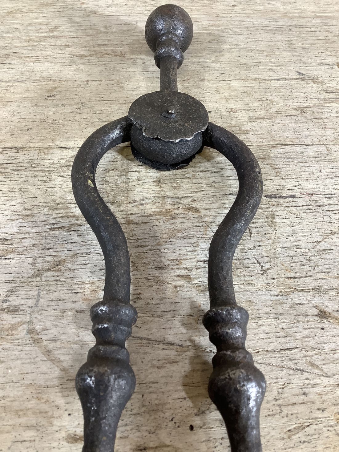 Long Set Of Antique Victorian Wrought Iron Fireplace Log Tongs Tools 2’L