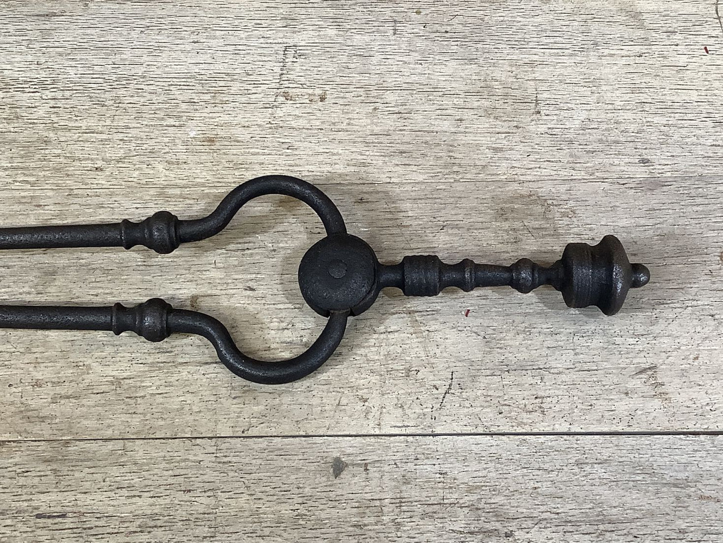 Long Pair Of Antique Victorian Wrought Iron Fireplace Log Tongs Tools 2’3” L