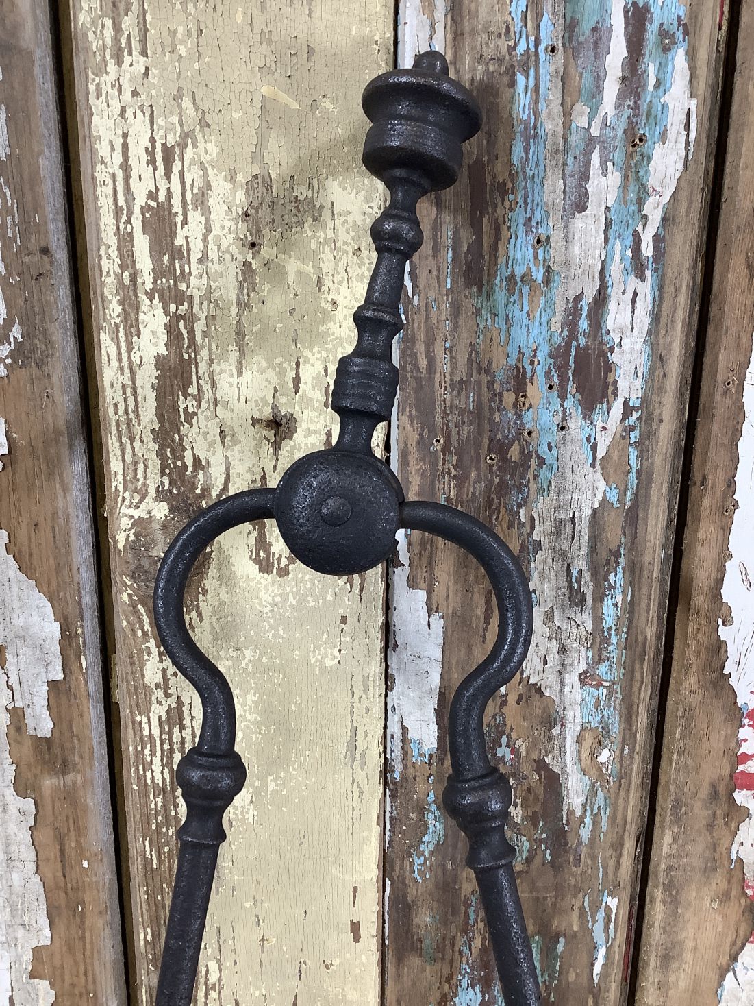 Long Pair Of Antique Victorian Wrought Iron Fireplace Log Tongs Tools 2’3” L