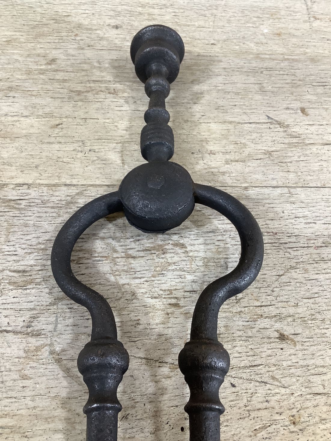 Long Pair Of Antique Victorian Wrought Iron Fireplace Log Tongs Tools 2’3” L