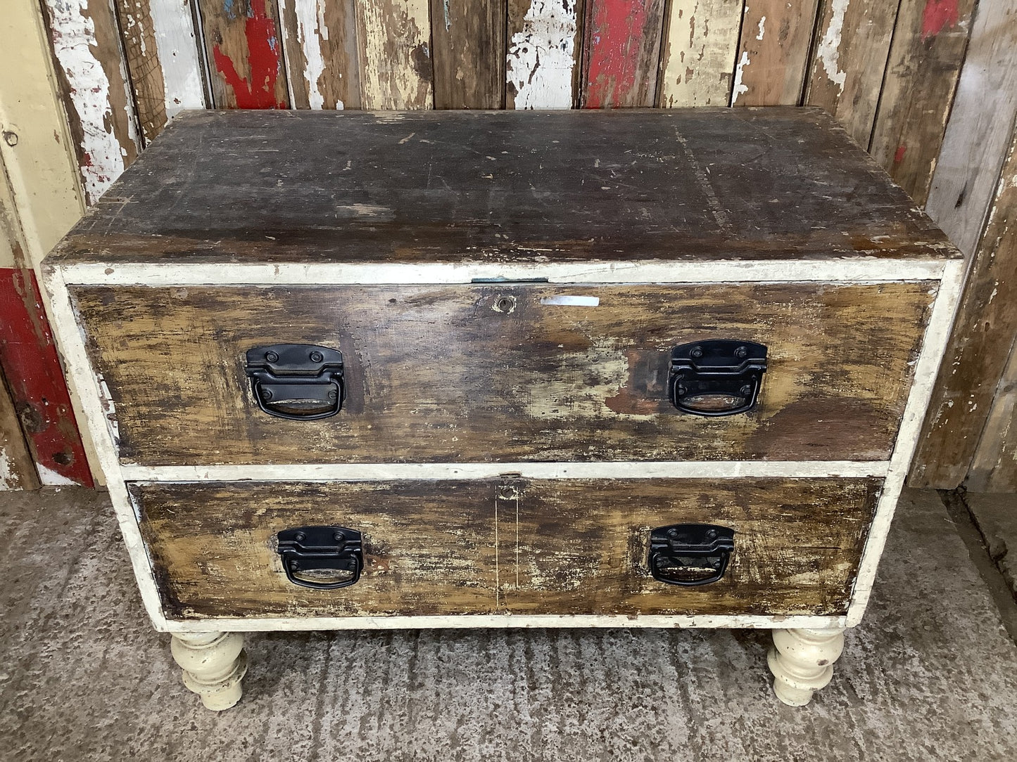 Victorian Mahogany 2 Drawer Chest of Drawers With Chunky Feet 2'5"Hx3'1"W