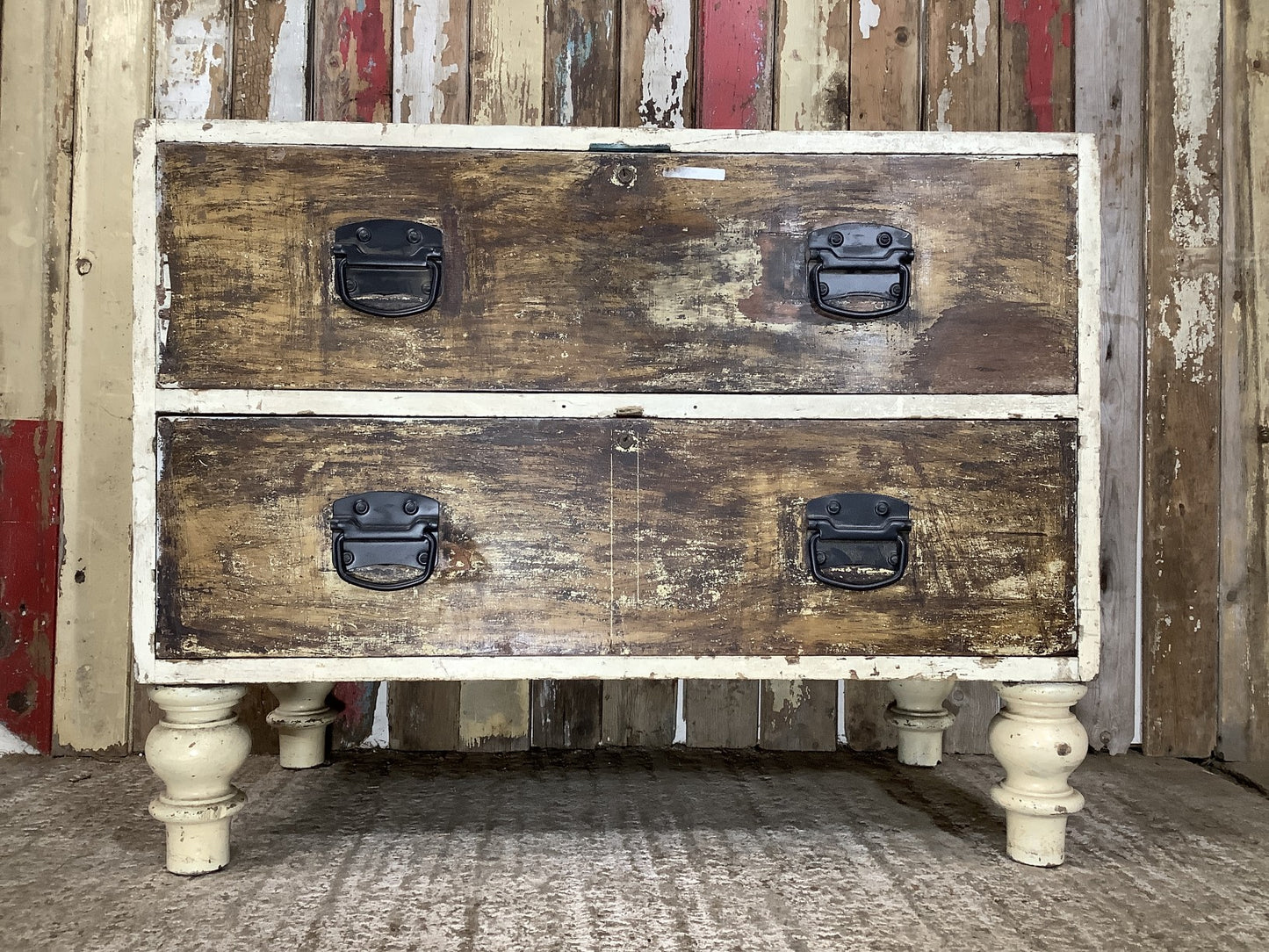 Victorian Mahogany 2 Drawer Chest of Drawers With Chunky Feet 2'5"Hx3'1"W