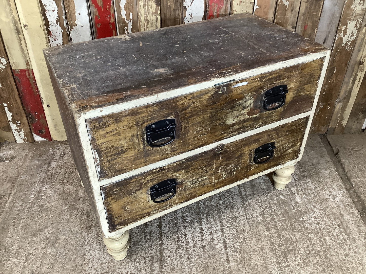 Victorian Mahogany 2 Drawer Chest of Drawers With Chunky Feet 2'5"Hx3'1"W