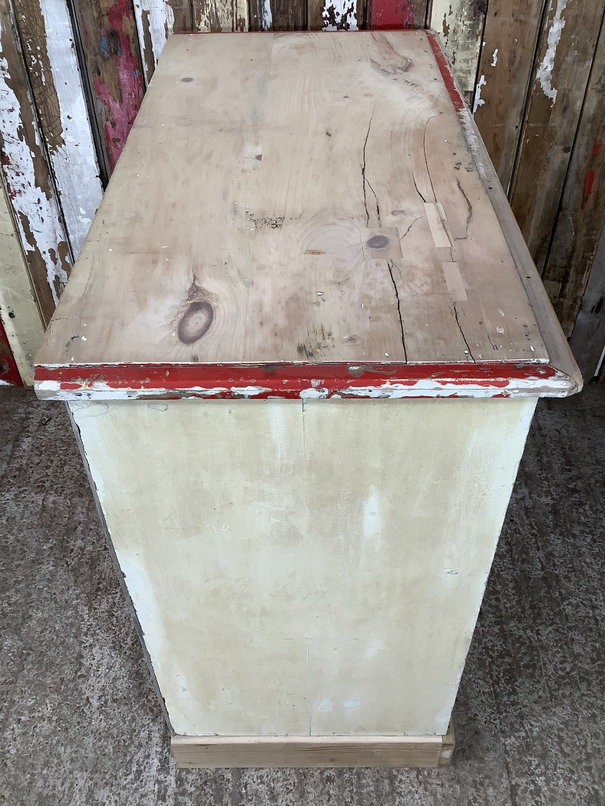 Salvaged Victorian Old Painted Pine 2 Over 3 Chest of Drawers 3'0"Hx3'3"W