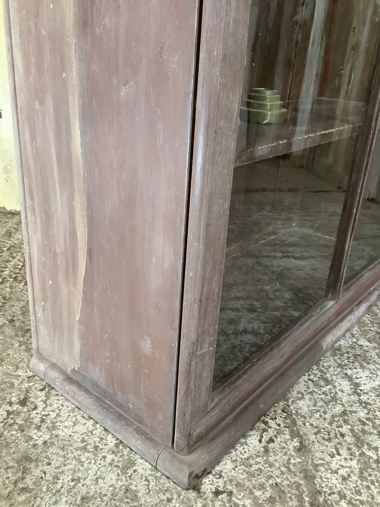 Old Victorian Pine Glazed Front Shop Display Cabinet With Key 3'2"Hx2'8"W