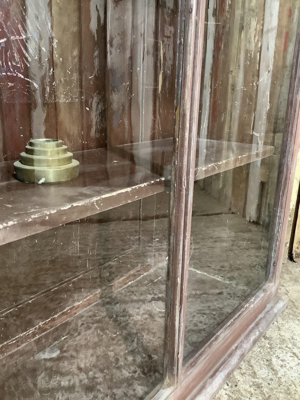 Old Victorian Pine Glazed Front Shop Display Cabinet With Key 3'2"Hx2'8"W