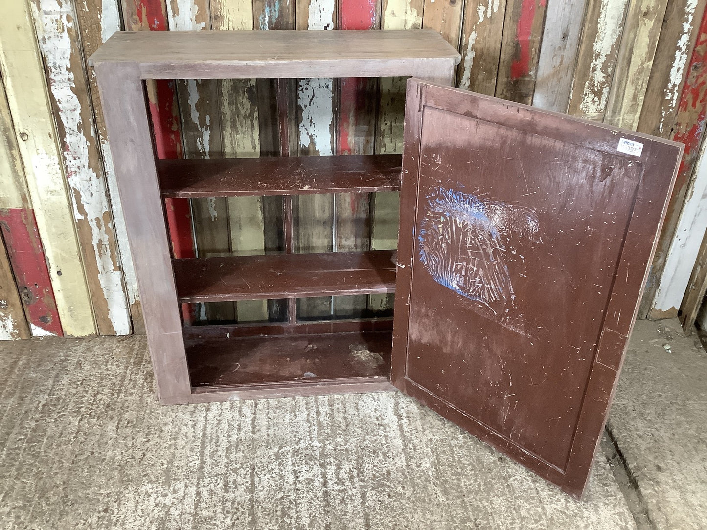 Old Victorian Pine Glazed Front Shop Display Cabinet With Key 3'2"Hx2'8"W