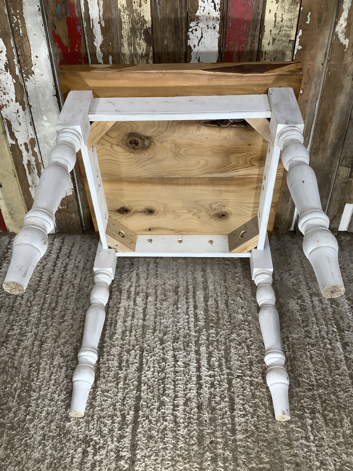 2'6"Lx2'3" Lovely 2 Seater Table With Chunky Quirky  Pine Top with painted Legs