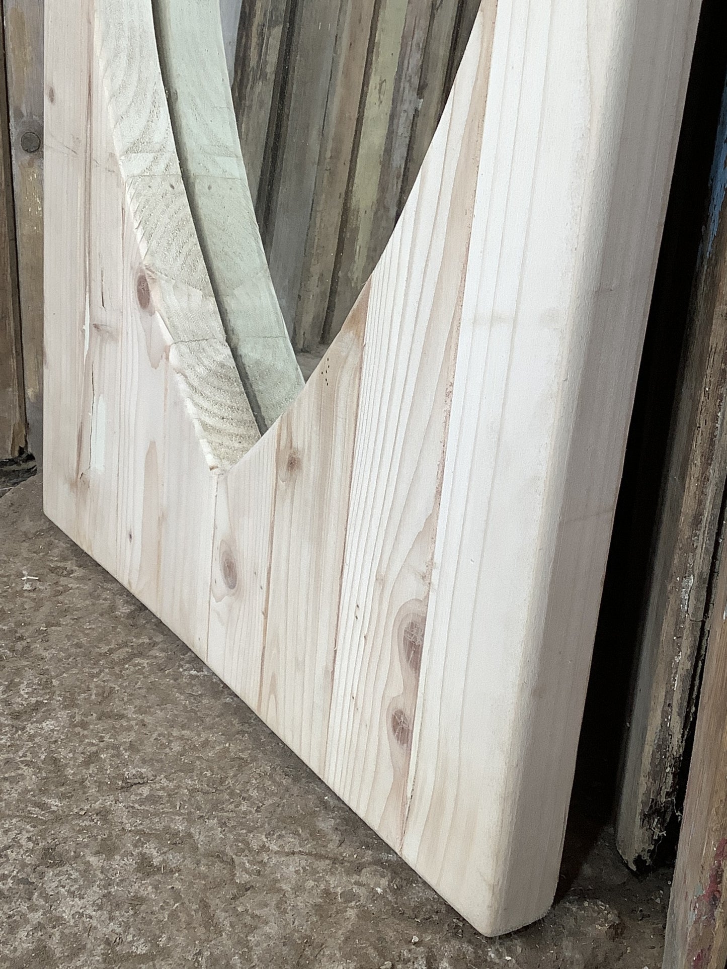 Old Sanded Back Pine & Glass Mirror 3'6"Hx1'7"W