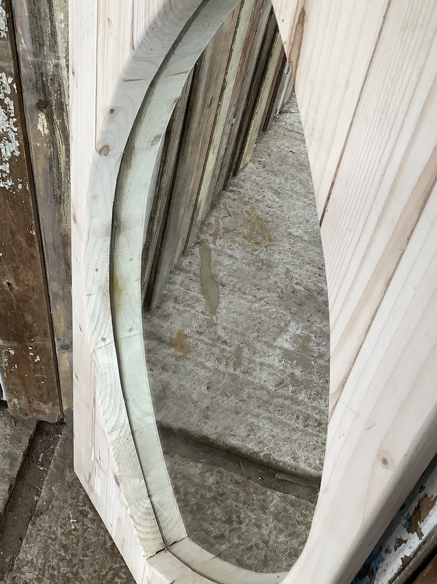 Old Sanded Back Pine & Glass Mirror 3'6"Hx1'7"W