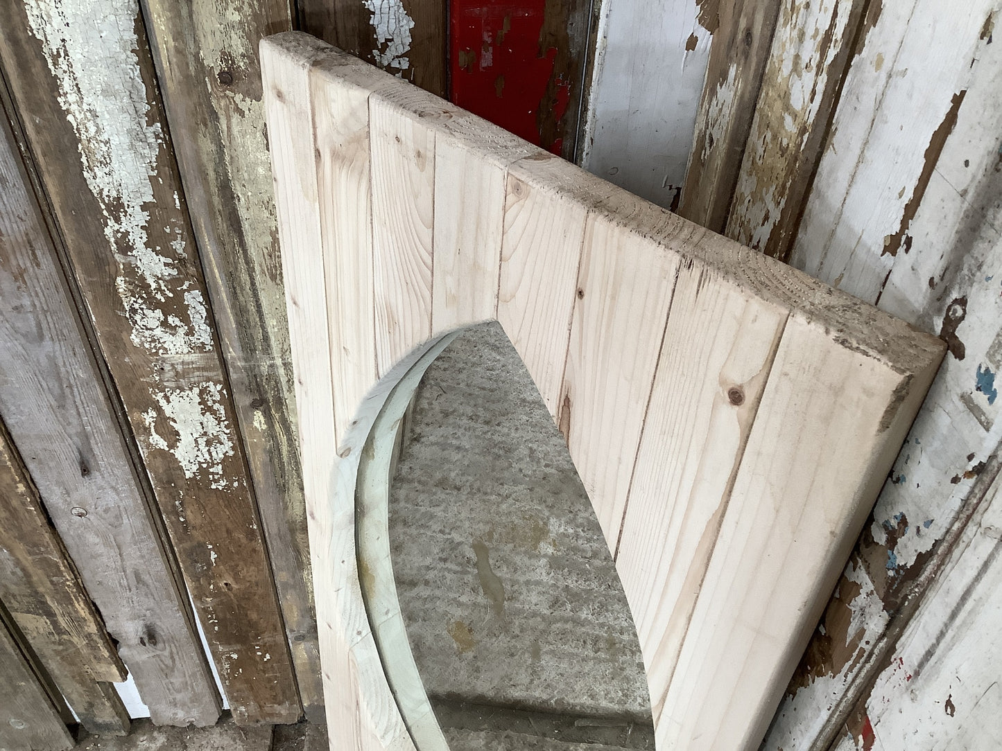 Old Sanded Back Pine & Glass Mirror 3'6"Hx1'7"W