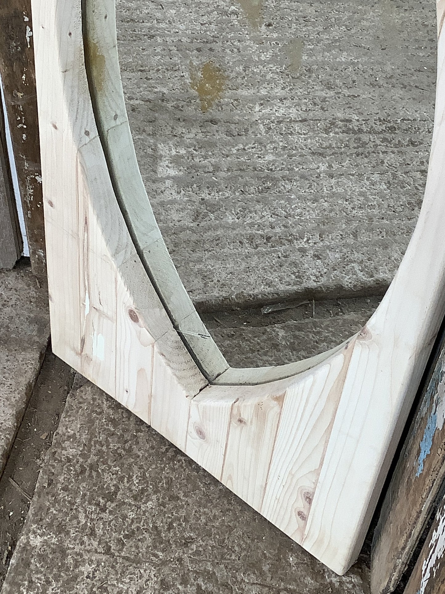 Old Sanded Back Pine & Glass Mirror 3'6"Hx1'7"W