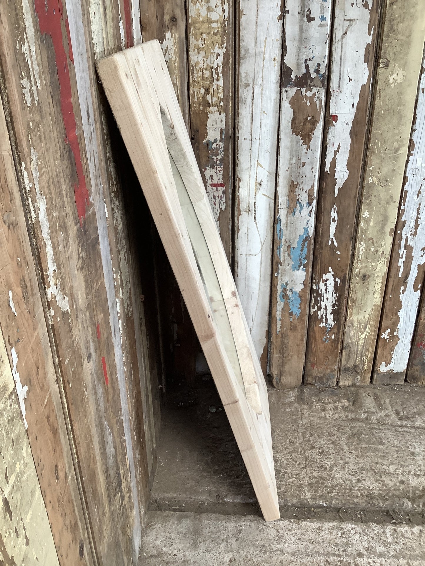 Old Sanded Back Pine & Glass Mirror 3'6"Hx1'7"W