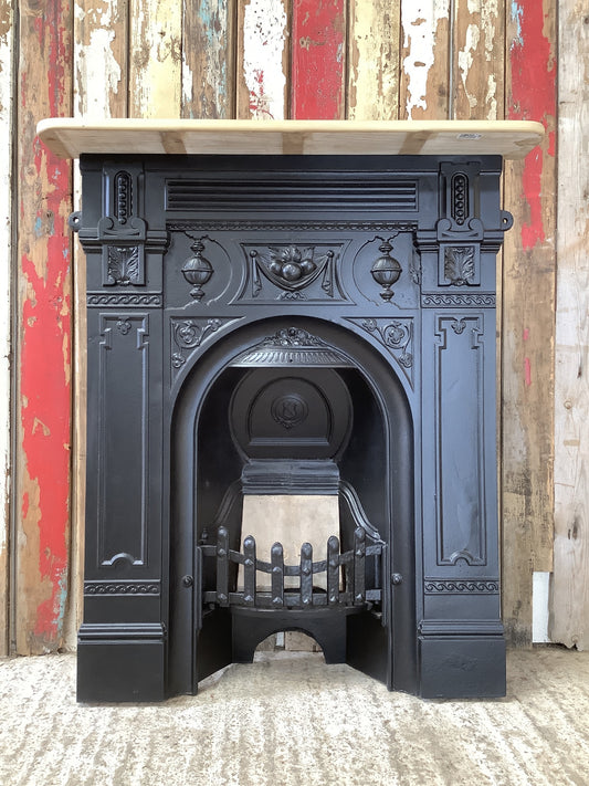 Victorian Cast Iron Living room Fireplace With Wooden Mantle 3'3"Hx2'10"W