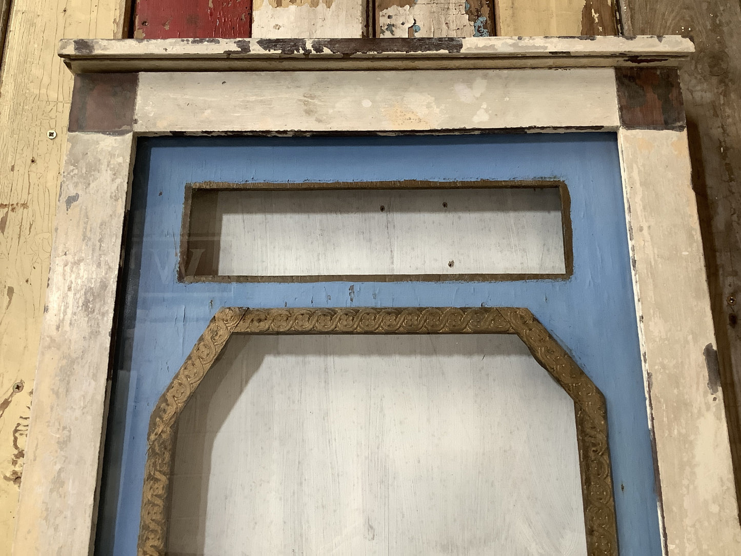 Quirky Victorian Painted Mahogany & Glass Display Cabinet 3'5"Hx1'6"W