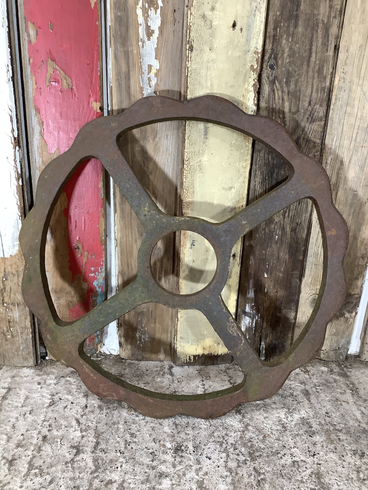 19” Thin Heavy Cast Iron Metal Roller Wheel Garden Ornament Trolly