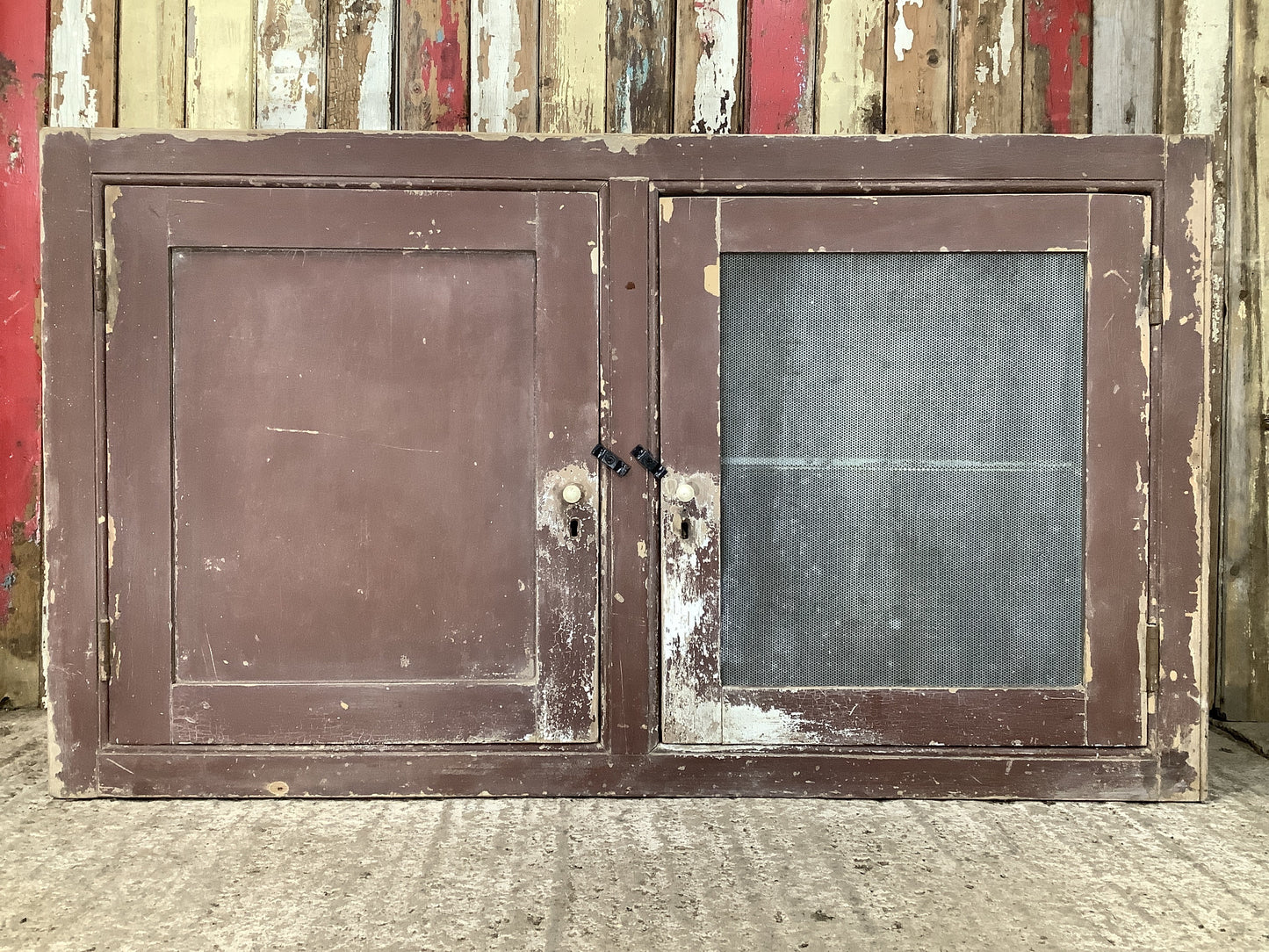 Victorian Pine Meat Safe With Zinc Mesh Kitchen Storage Cupboard 2'7"Hx4'6"W