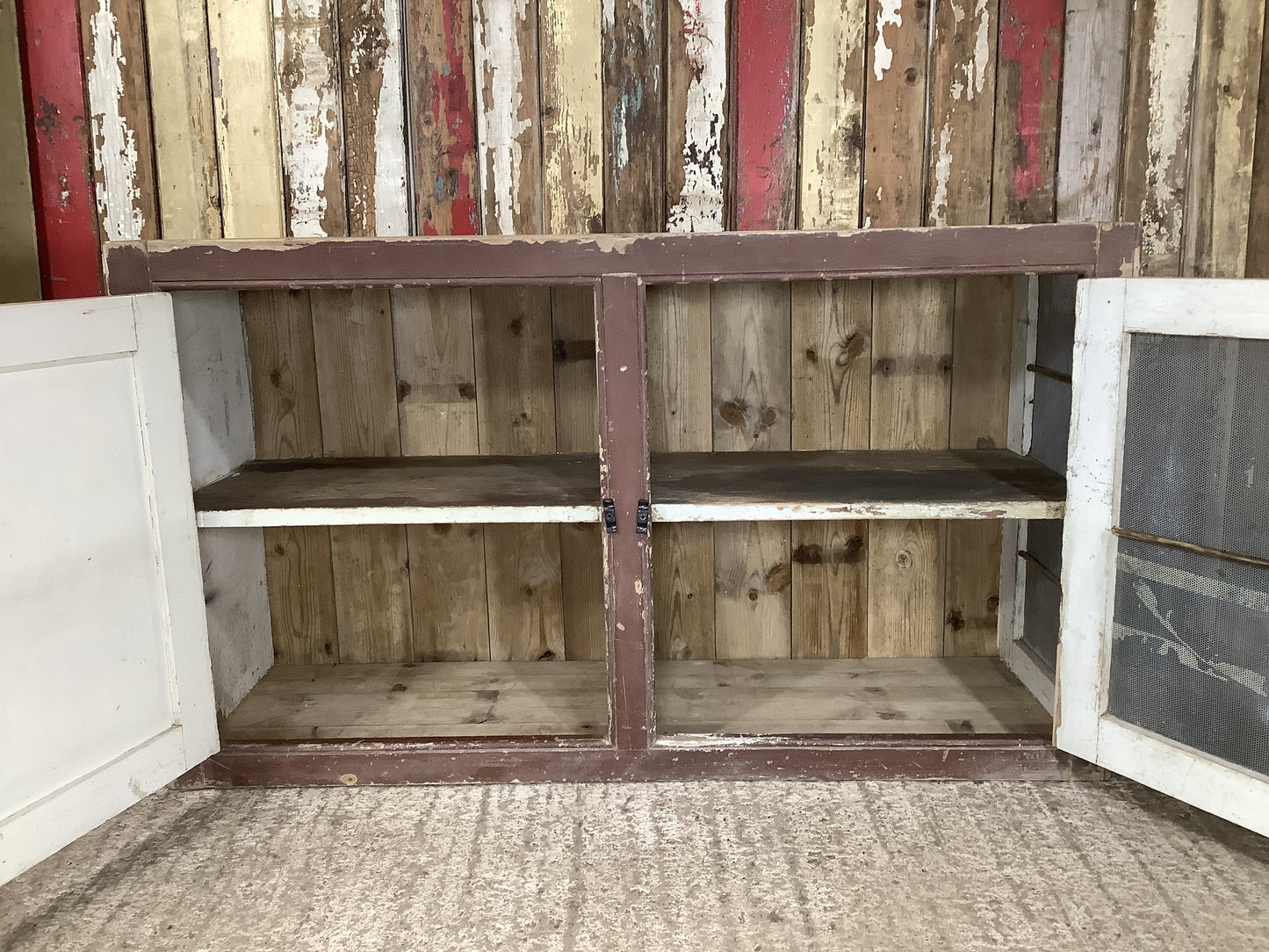 Victorian Pine Meat Safe With Zinc Mesh Kitchen Storage Cupboard 2'7"Hx4'6"W