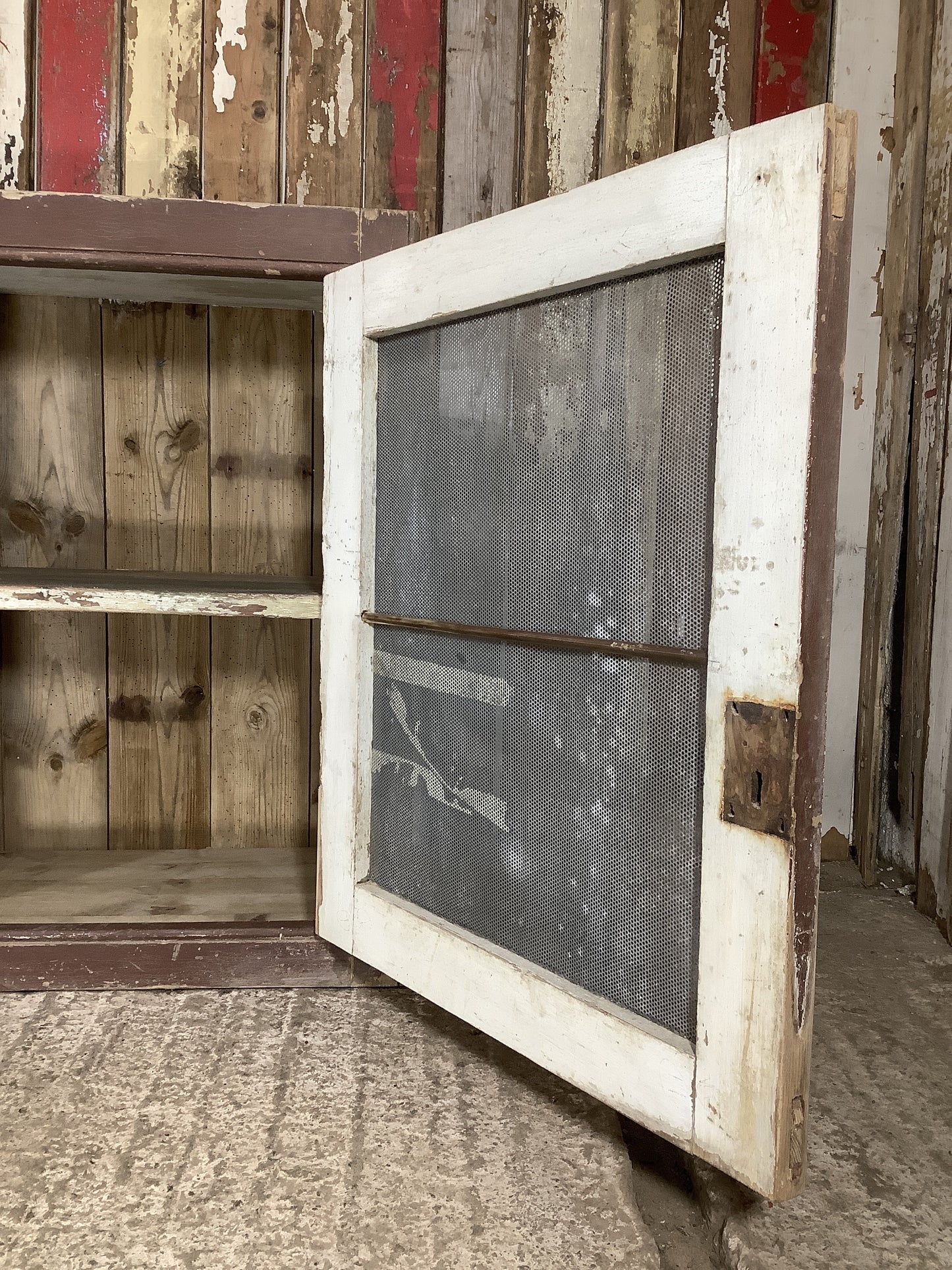Victorian Pine Meat Safe With Zinc Mesh Kitchen Storage Cupboard 2'7"Hx4'6"W
