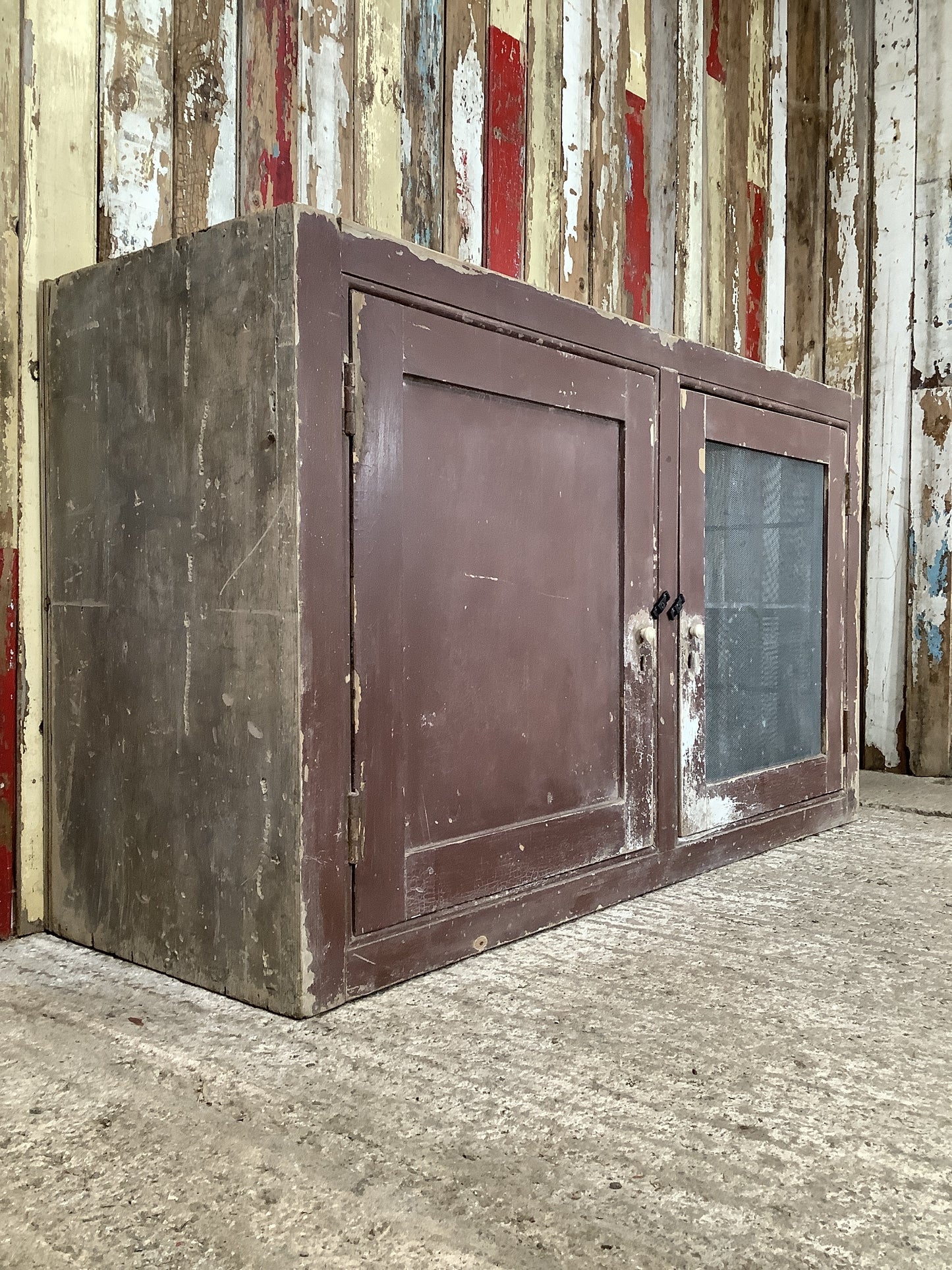 Victorian Pine Meat Safe With Zinc Mesh Kitchen Storage Cupboard 2'7"Hx4'6"W