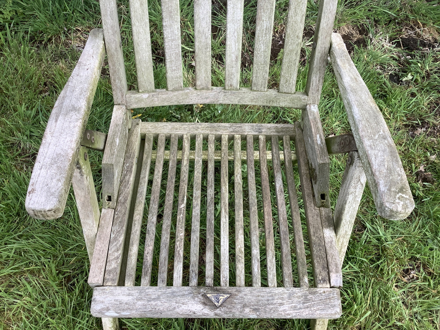 Single Rustic Solid Old Reclaimed Teak Carver Arm Garden Outside Chair 3'4"H