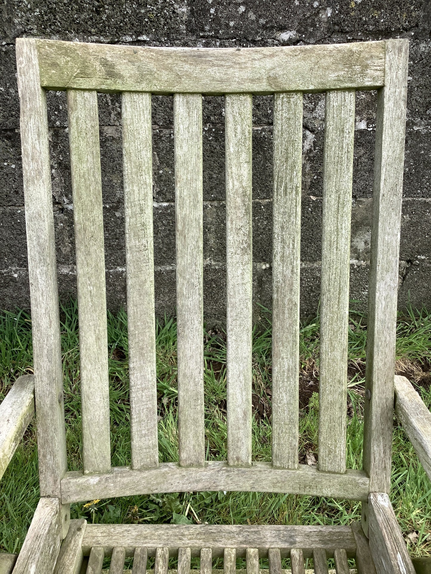 Single Rustic Solid Old Reclaimed Teak Carver Arm Garden Outside Chair 3'4"H