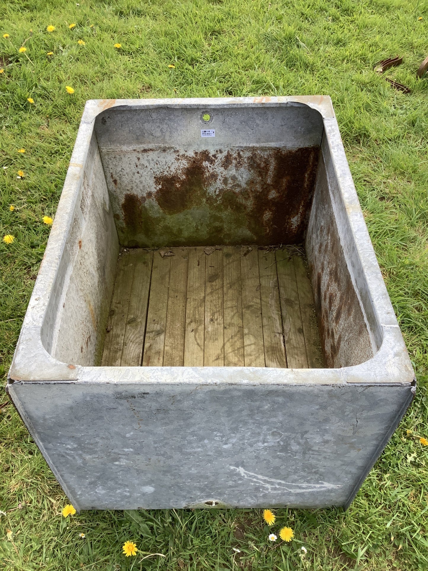 1930s Galvanized Riveted Water Trough Planter 2'1"Hx2'3"W