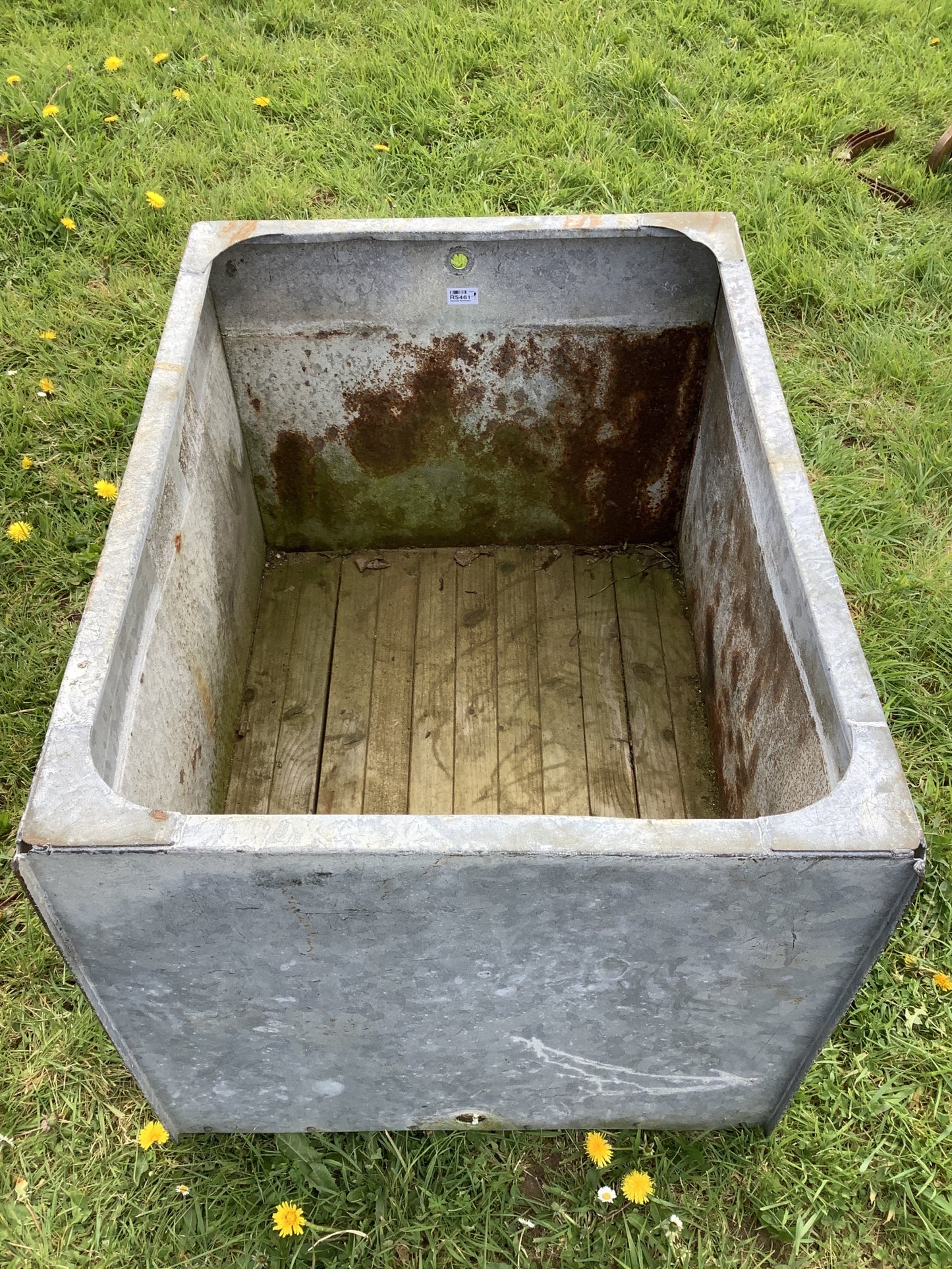 1930s Galvanized Riveted Water Trough Planter  2'1"Hx2'3"W