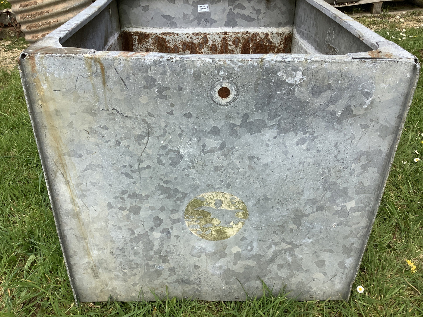 1930s Galvanized Riveted Water Trough Planter 2'1"Hx2'3"W