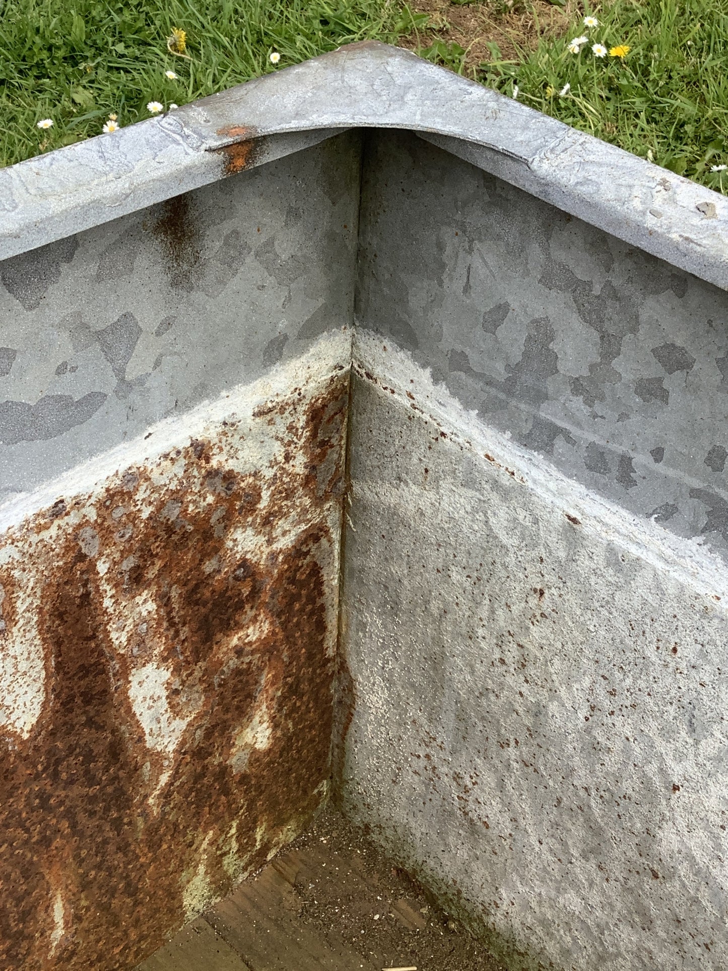 1930s Galvanized Riveted Water Trough Planter 2'1"Hx2'3"W