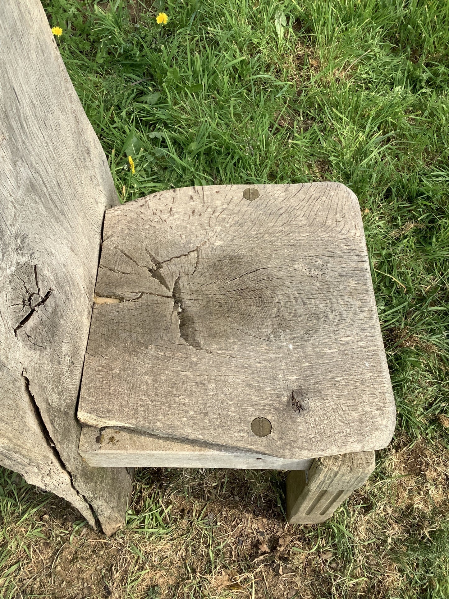 Tall Back Rustic Solid English Oak & Teak Garden Chair 4'3"H