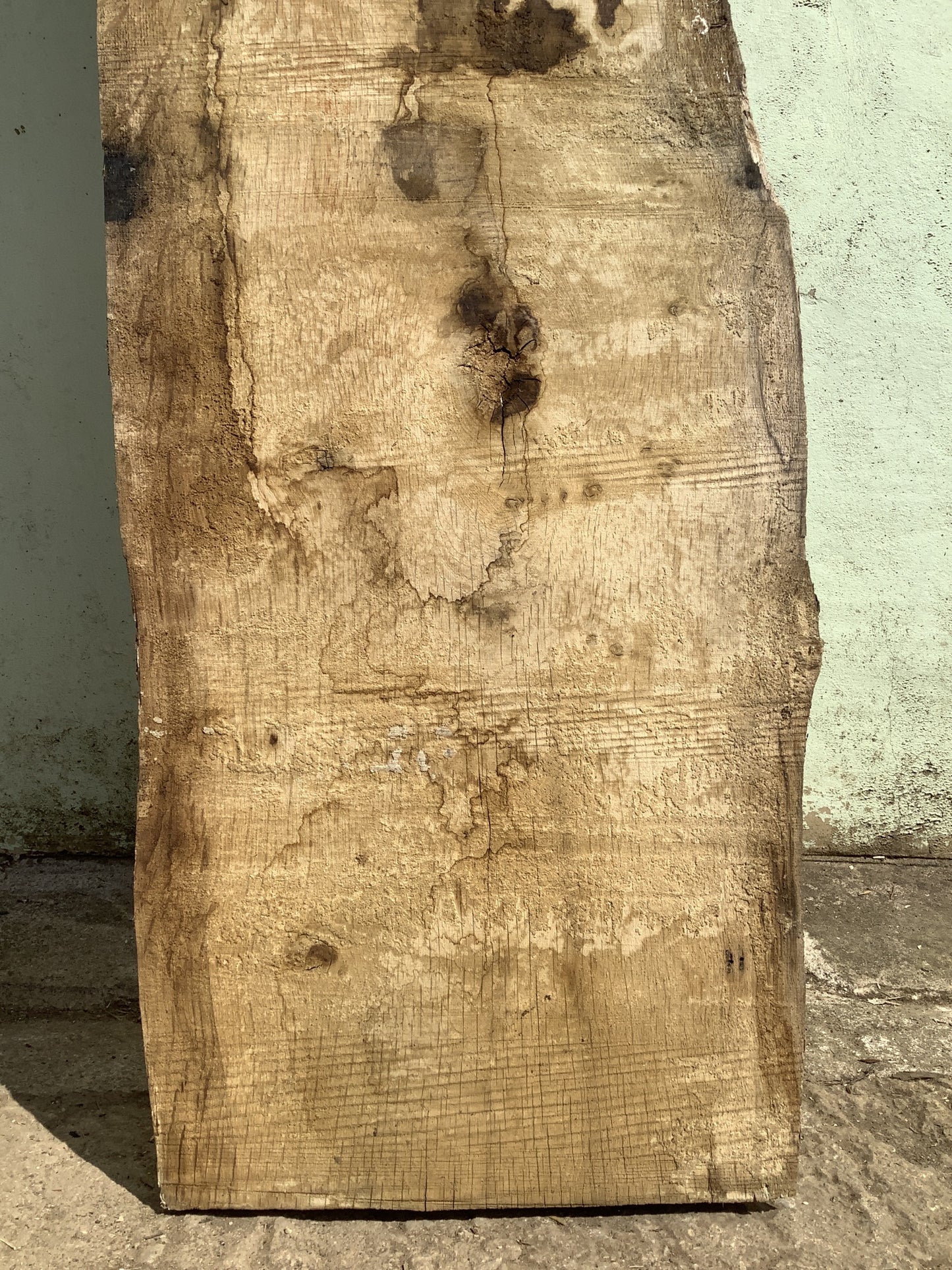 6'8" L Live Waney Edge Rustic Solid Oak Air Dried Hardwood Timber Board