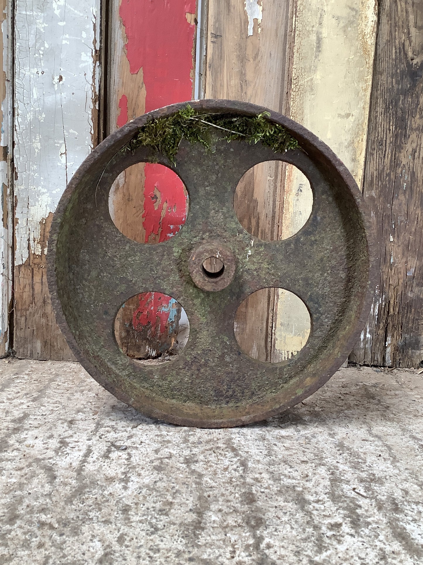 Old Cast Iron Metal 4 Hole Hen House Trolly Wheel