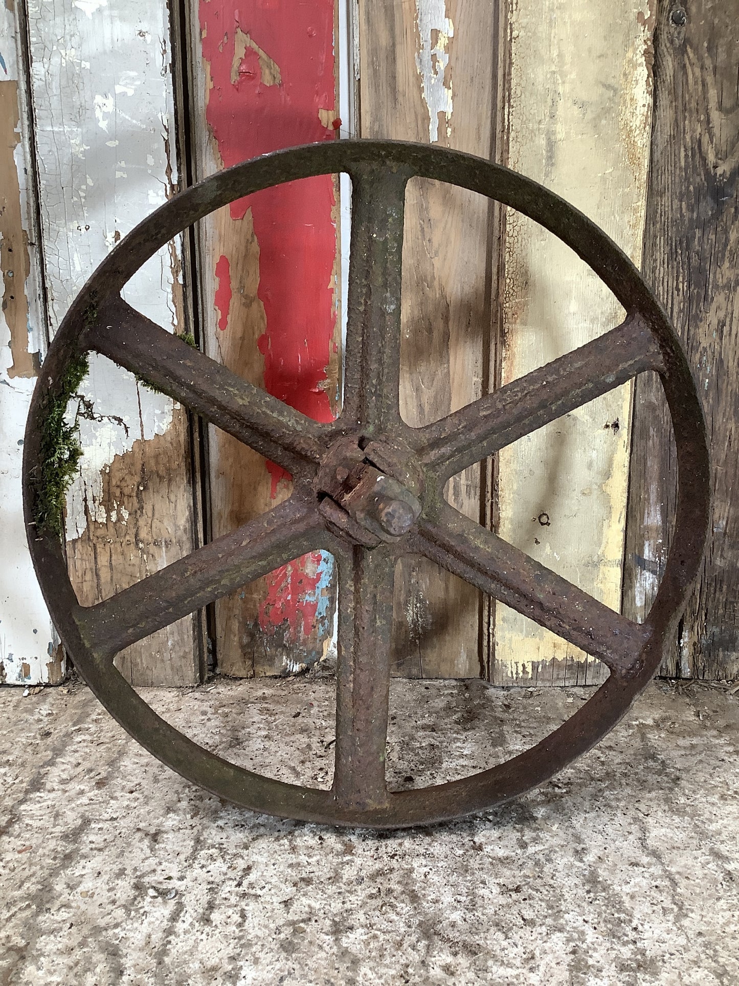Old Cast Iron Metal 6 Spoke Wheel Barrow Trolly Rim