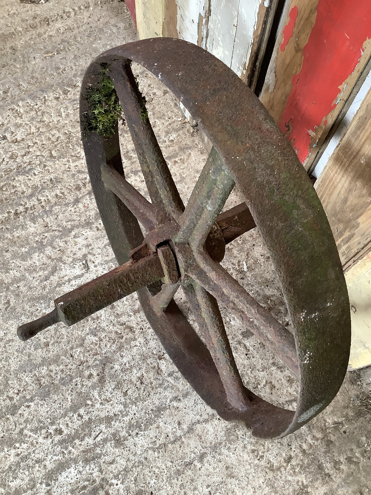 Old Cast Iron Metal 6 Spoke Wheel Barrow Trolly Rim