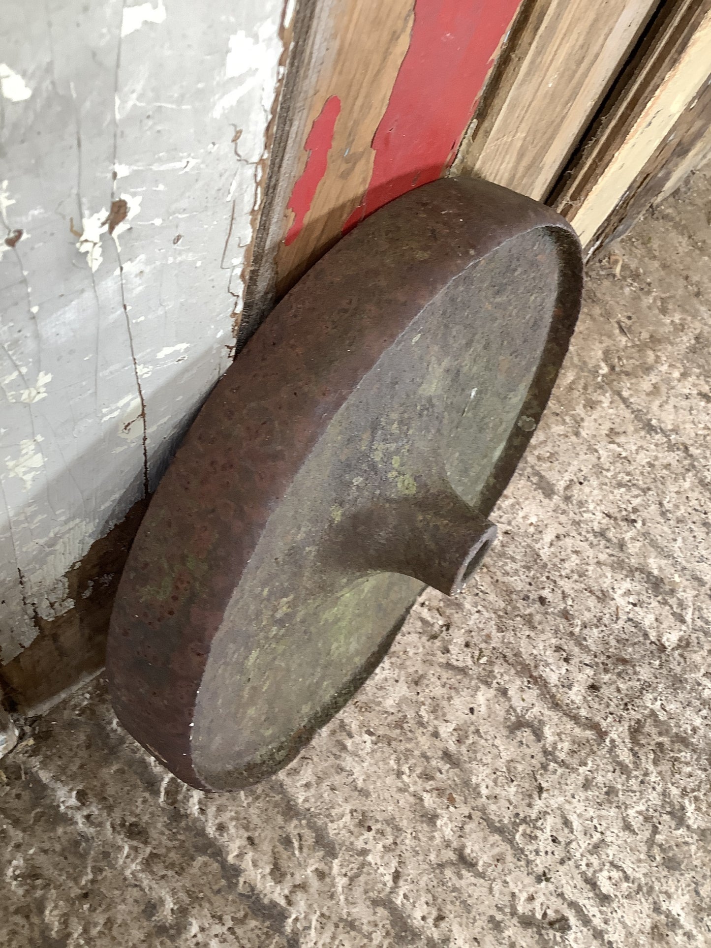 Old Cast Iron Metal Solid Centre Machine Trolly Wheel