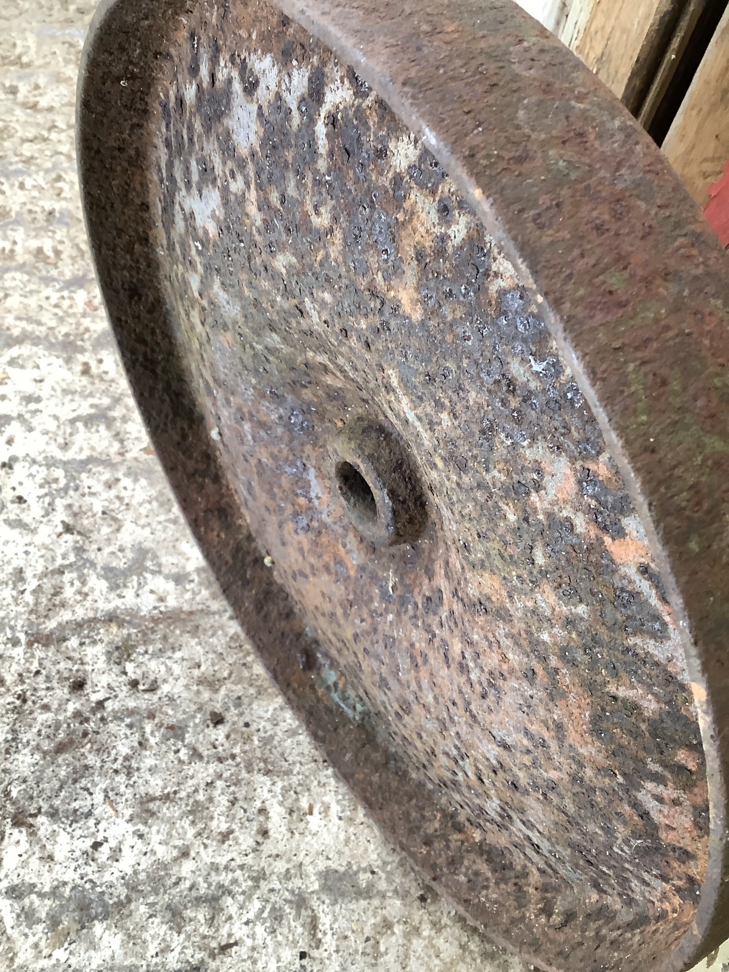 Old Cast Iron Metal Solid Centre Machine Trolly Wheel