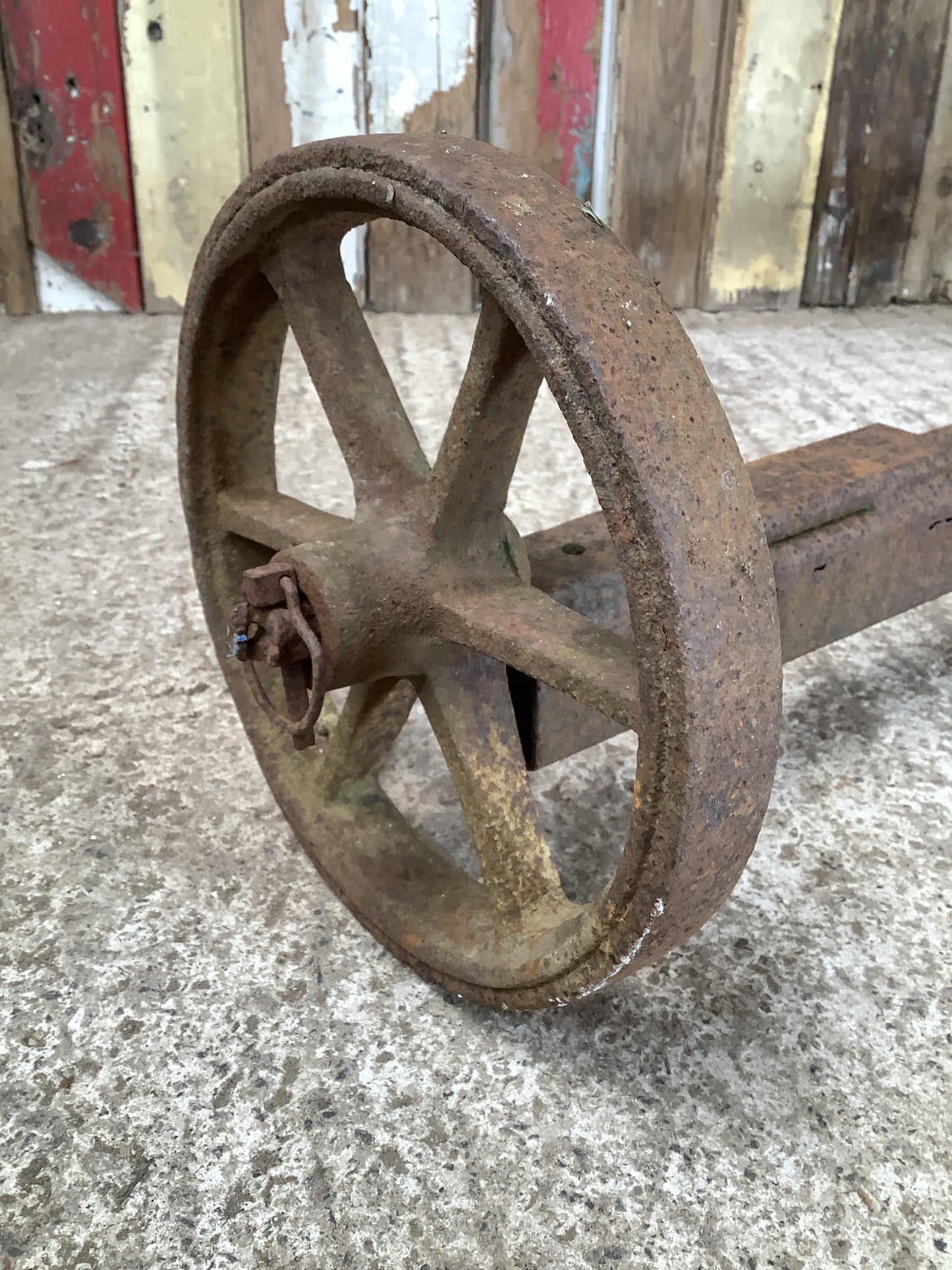 Old Cast Iron Metal 4 & 6 Spoke Odd Hen House Trolly Wheels