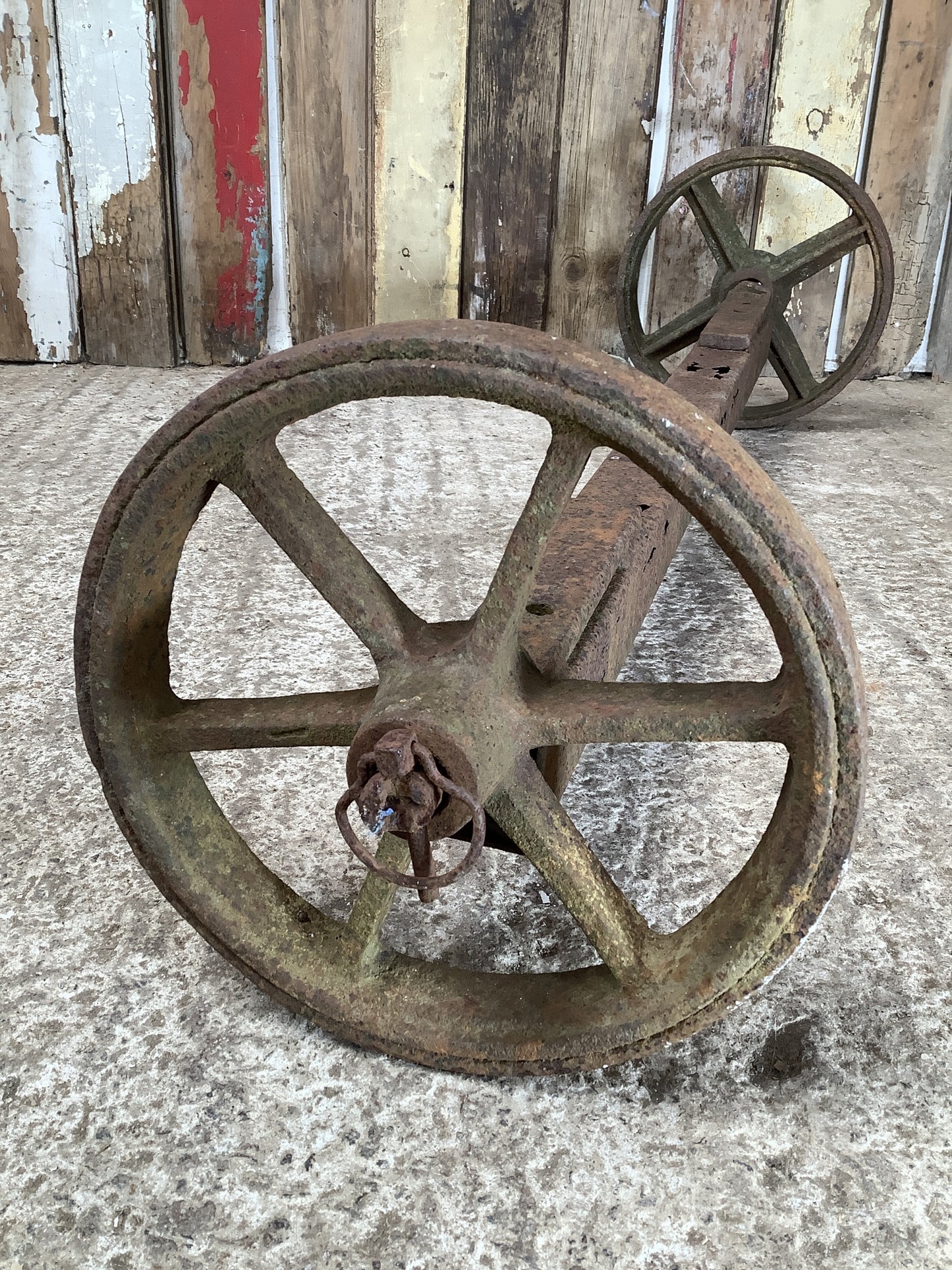 Old Cast Iron Metal 4 & 6 Spoke Odd Hen House Trolly Wheels