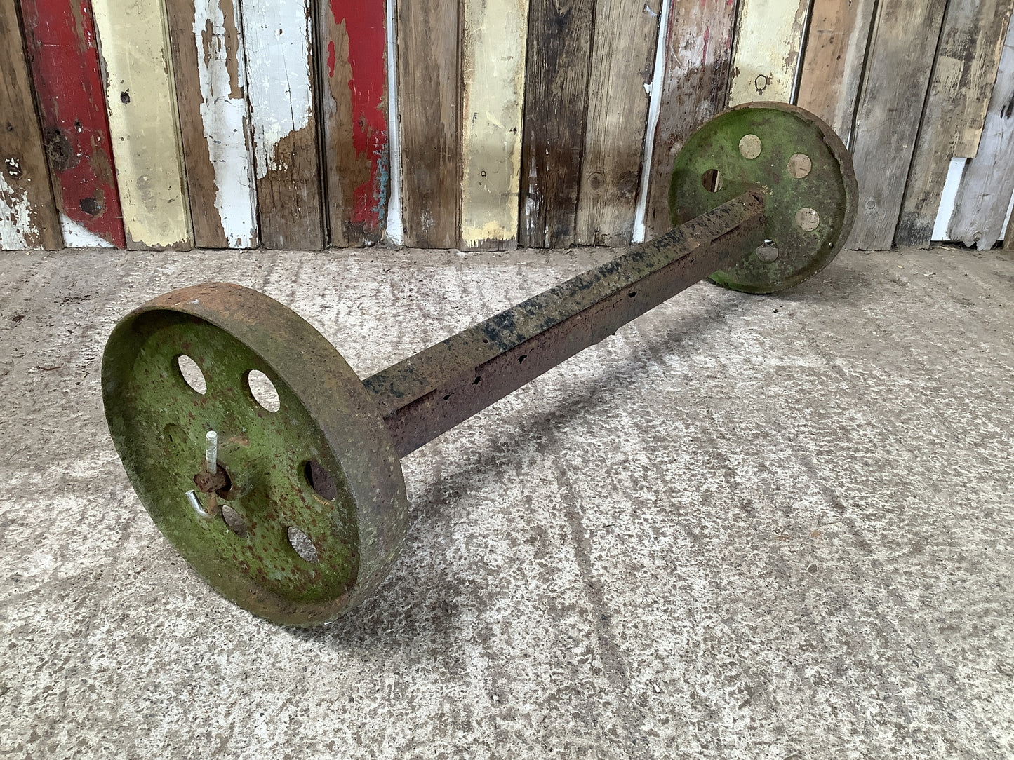 Old Cast Iron Metal 6 Hole Centres Hen House Trolly Wheels