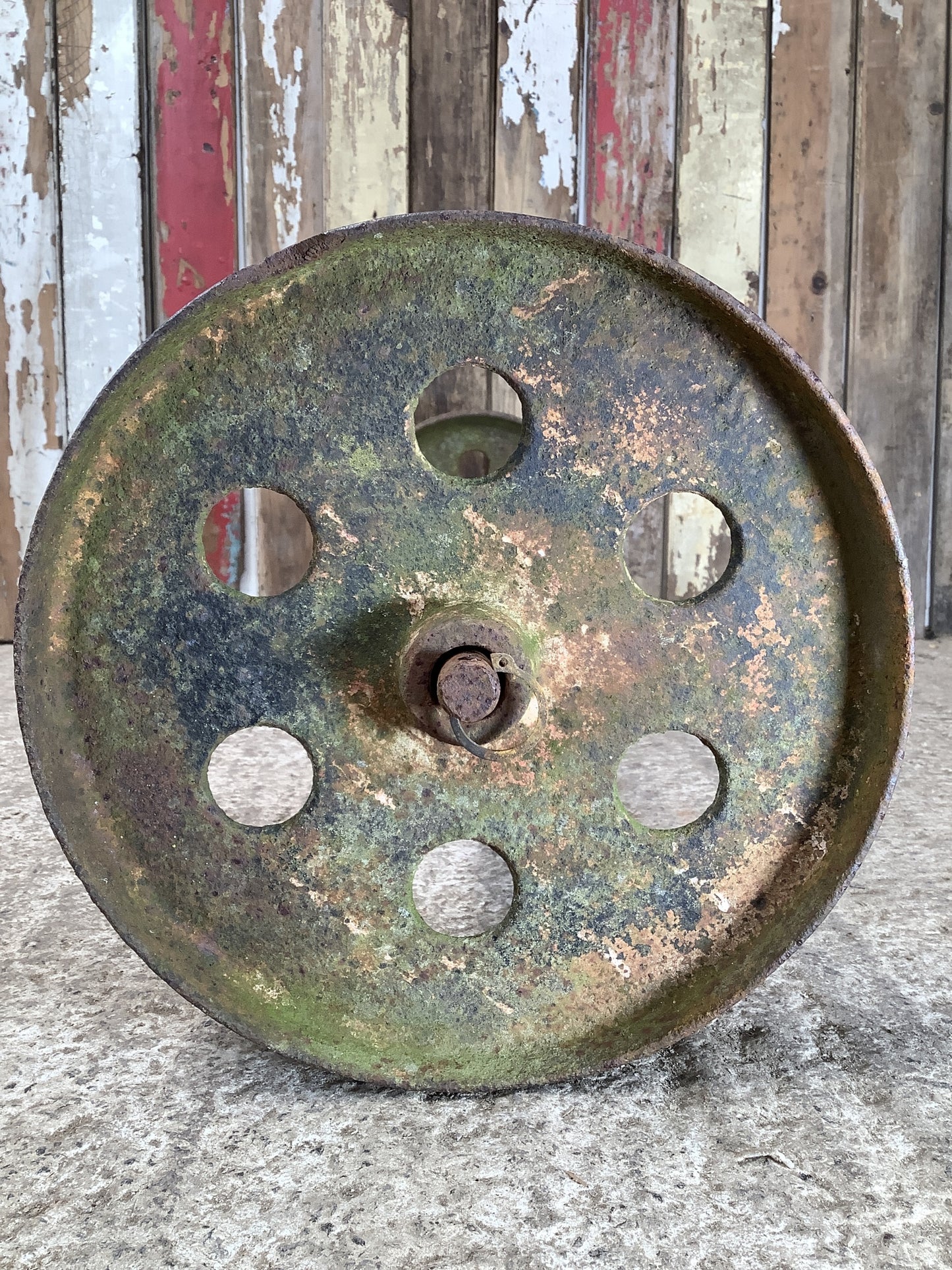 Old Cast Iron Metal 6 Hole Centres Hen House Trolly Wheels